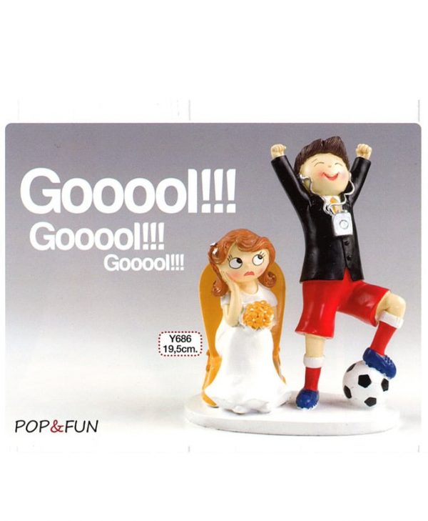 Figura para pastel novios futbolista Pop & Fun 14,5x19,5 cm