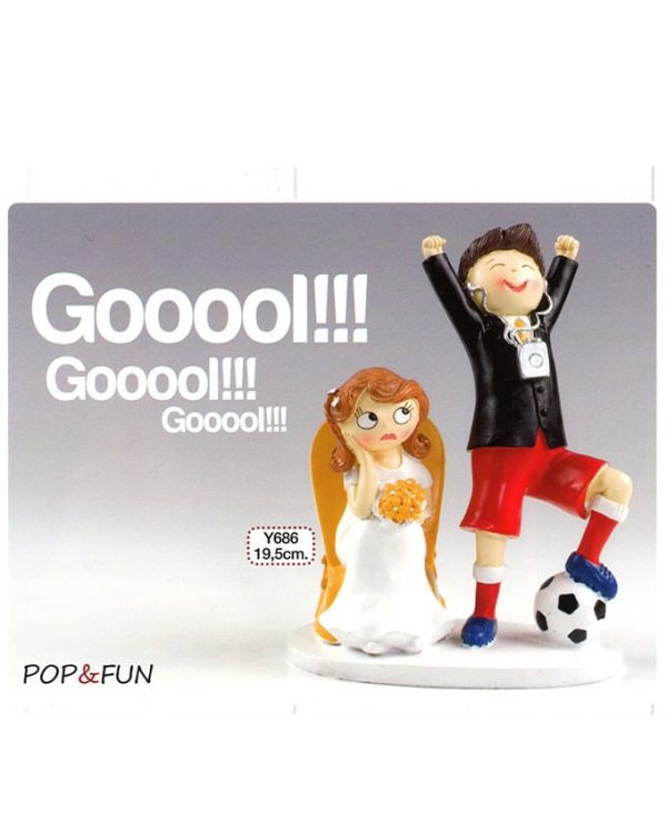 Figura para pastel novios futbolista Pop & Fun 14,5x19,5 cm