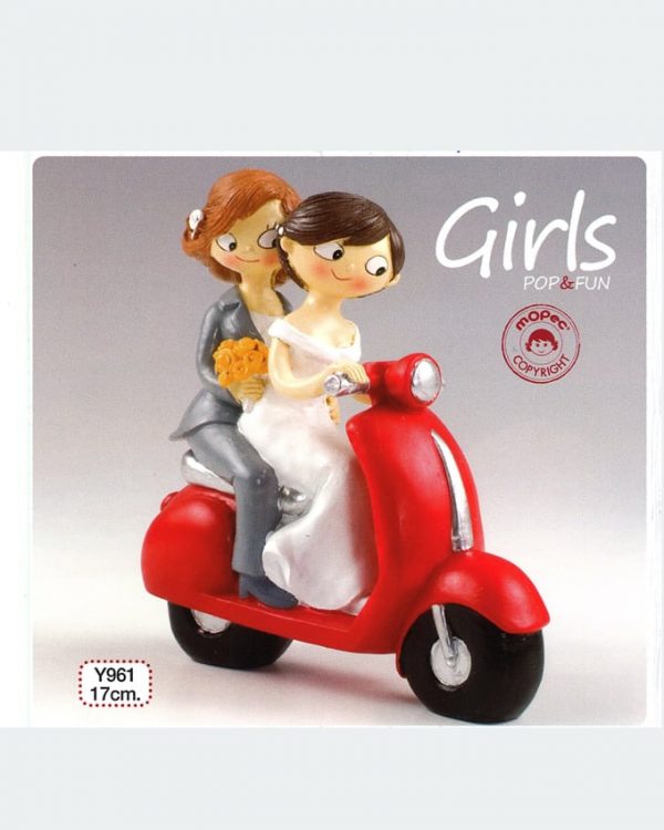 Figura para pastel Girls Pop & Fun en moto 17cm