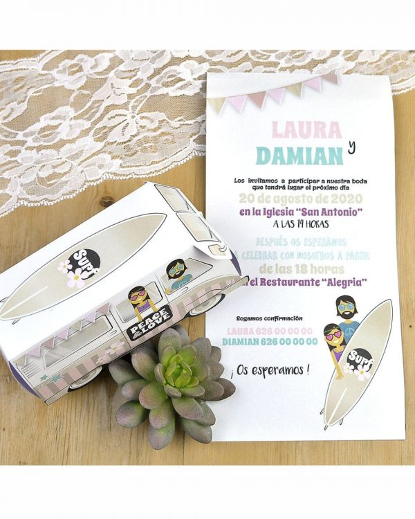 invitación de boda furgoneta