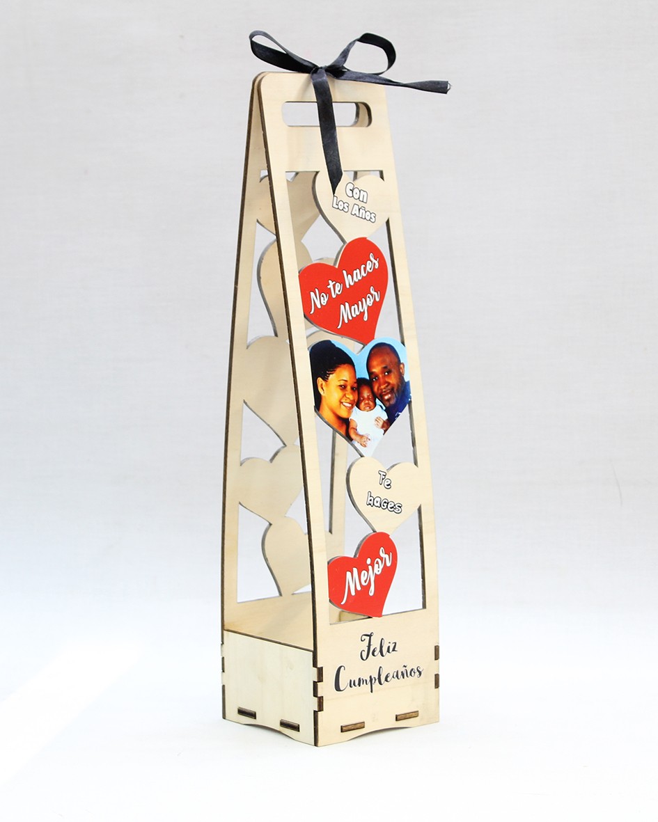 Caja Madera Personalizada Happy Valentine - Regalos Originales