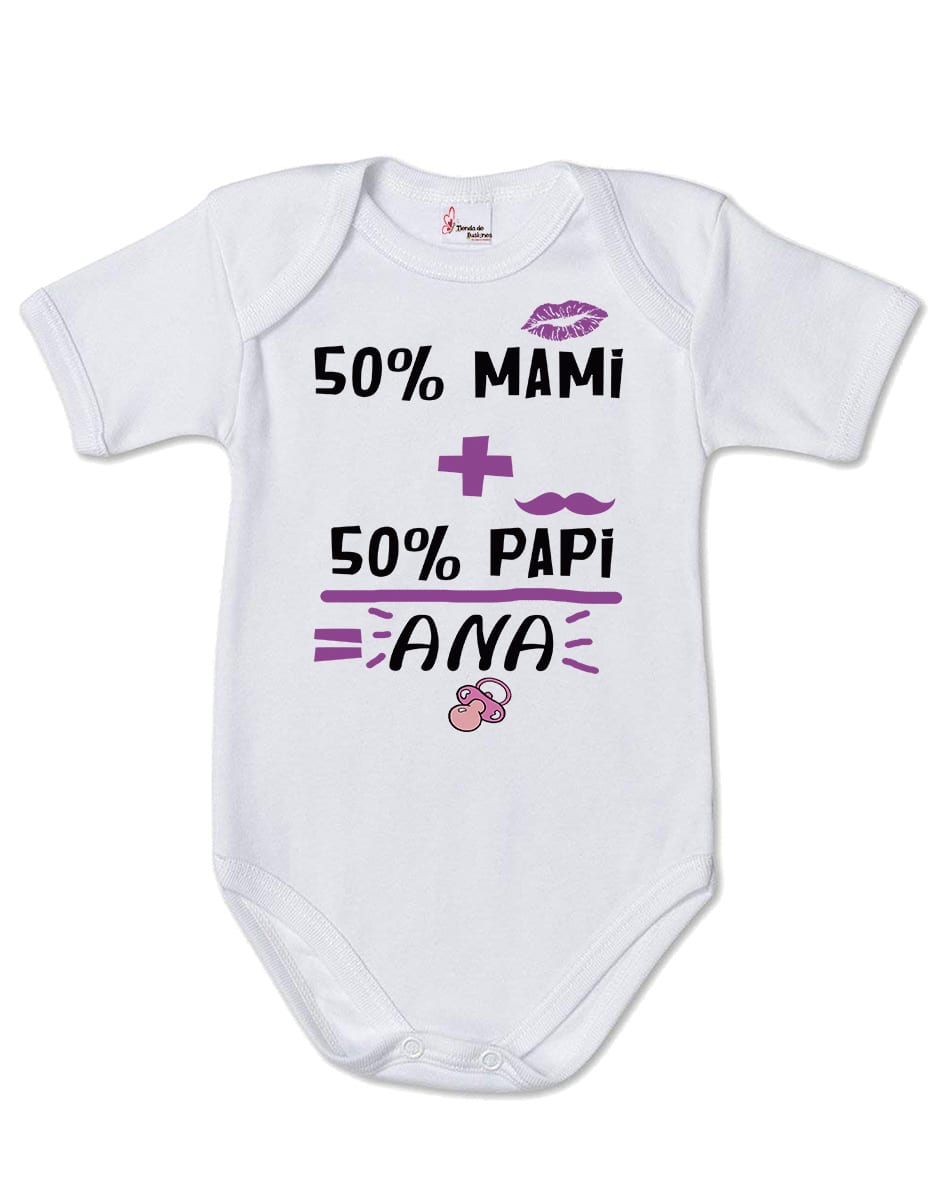 Body personalizado recien nacido 50%Papá + 50% Mamá = 100 % Bebé - Afecto