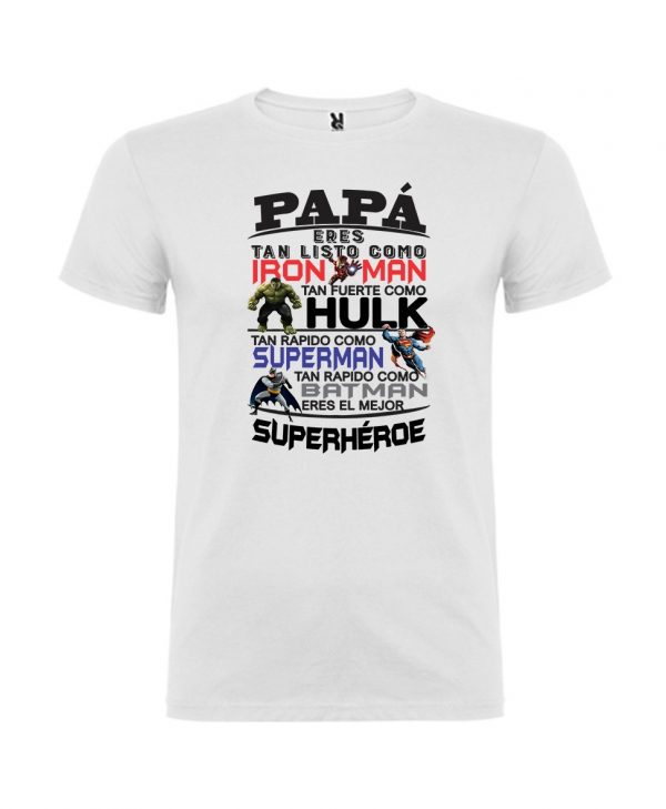 Camiseta papa superhéroes Esta camiseta Destaca del resto de regalos para el día del padre. Un regalo original que será diferente de los demás regalos