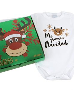 Babidu Body Navideño Mi Primera Navidad Bebé Reno con cajita de regalo
