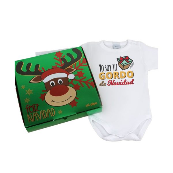 Babidu Body Navideño Yo soy tu gordo de Navidad con cajita de regalo