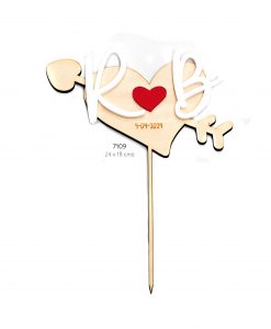 CAKE TOPPER MADERA INICIALES