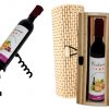 Destapador abrebotellas botella de vino + caja de madera