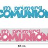 Rotulo de corcho con purpurina "mi primera COMUNIÓN"