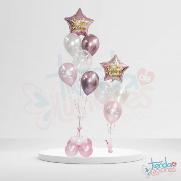 Globo duo comunión personalizados estrella
